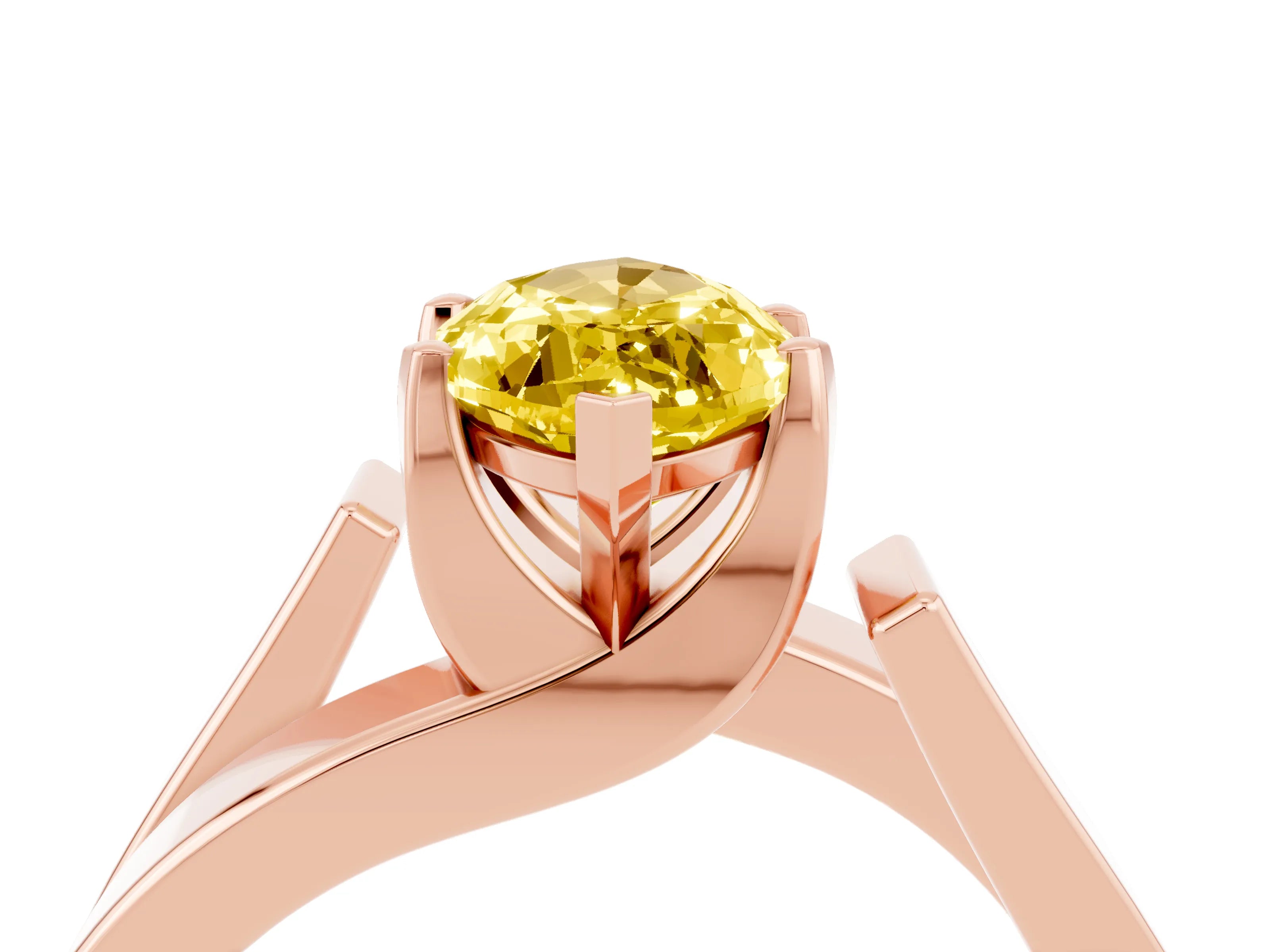 Rose gold Modern Tension Set Marquise Cut Yellow Sapphire Solitaire Wide Band Ring_16