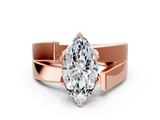 Rose gold Modern Tension Set Marquise Solitaire Wide Band Ring_154