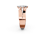 Rose gold Modern Tension Set Marquise Solitaire Wide Band Ring_156
