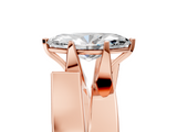 Rose gold Modern Tension Set Marquise Solitaire Wide Band Ring_159