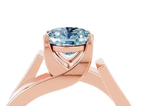 Rose gold Modern Tension Set Oval Cut Aquamarine Solitaire Wide Band Ring_4
