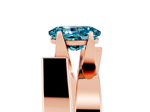 Rose gold Modern Tension Set Oval Cut Blue Topaz Solitaire Wide Band Ring_5