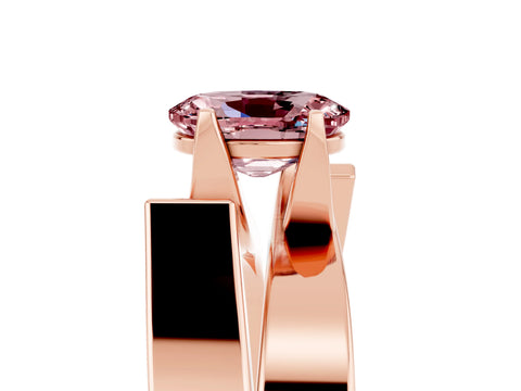 Rose gold Modern Tension Set Oval Cut Morganite Solitaire Wide Band Ring_5