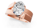 Rose gold Modern Tension Set Oval Solitaire Wide Band Ring_125