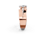 Rose gold Modern Tension Set Oval Solitaire Wide Band Ring_126