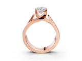Rose gold Modern Tension Set Oval Solitaire Wide Band Ring_127