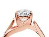 Rose gold Modern Tension Set Oval Solitaire Wide Band Ring_128