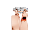 Rose gold Modern Tension Set Oval Solitaire Wide Band Ring_129