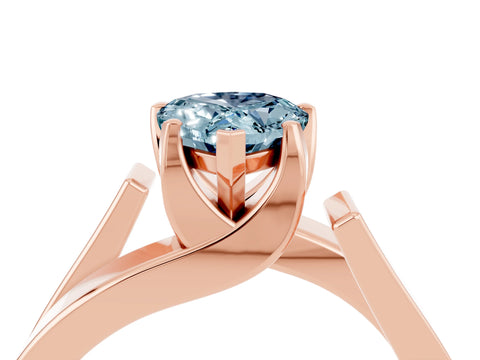 Rose gold Modern Tension Set Pear Cut Aquamarine Solitaire Wide Band Ring_4