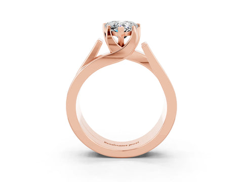 Rose gold Modern Tension Set Pear Cut Moissanite Solitaire Wide Band Ring_3