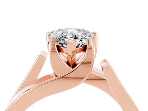 Rose gold Modern Tension Set Pear Cut Moissanite Solitaire Wide Band Ring_4