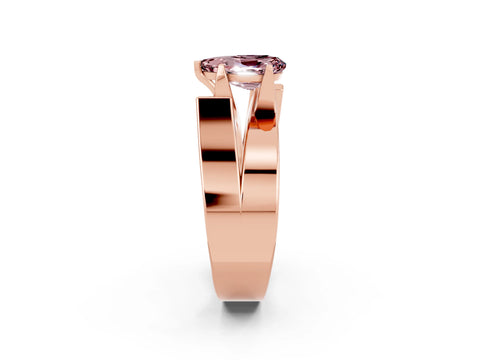 Rose gold Modern Tension Set Pear Cut Morganite Solitaire Wide Band Ring_2