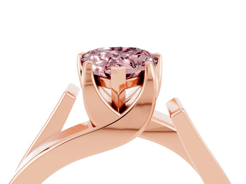 Rose gold Modern Tension Set Pear Cut Morganite Solitaire Wide Band Ring_4
