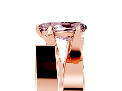Rose gold Modern Tension Set Pear Cut Morganite Solitaire Wide Band Ring_5