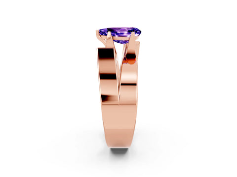 Rose gold Modern Tension Set Pear Cut Tanzanite Solitaire Wide Band Ring_2