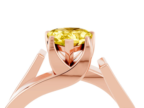 Rose gold Modern Tension Set Pear Cut Yellow Sapphire Solitaire Wide Band Ring_16