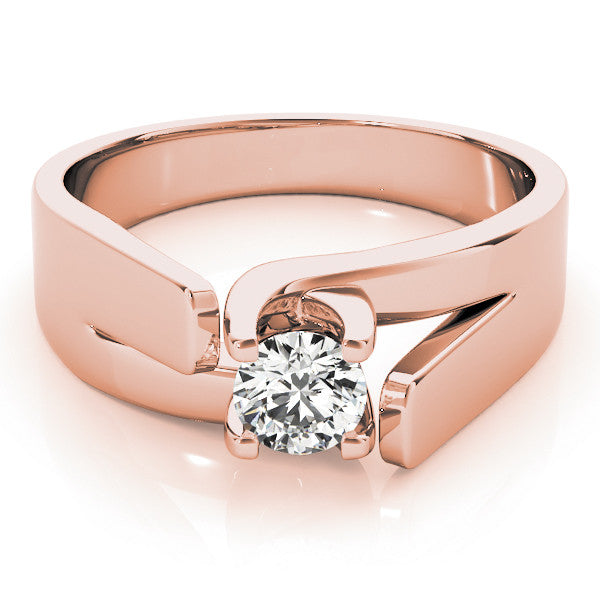 Rose gold Modern Tension Set Pear Solitaire Wide Band Ring 2