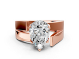 Rose gold Modern Tension Set Pear Solitaire Wide Band Ring_136
