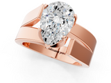 Rose gold Modern Tension Set Pear Solitaire Wide Band Ring_137