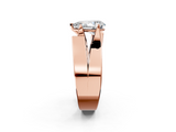 Rose gold Modern Tension Set Pear Solitaire Wide Band Ring_138