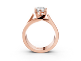 Rose gold Modern Tension Set Pear Solitaire Wide Band Ring_139