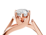 Rose gold Modern Tension Set Pear Solitaire Wide Band Ring_140