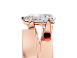 Rose gold Modern Tension Set Pear Solitaire Wide Band Ring_141