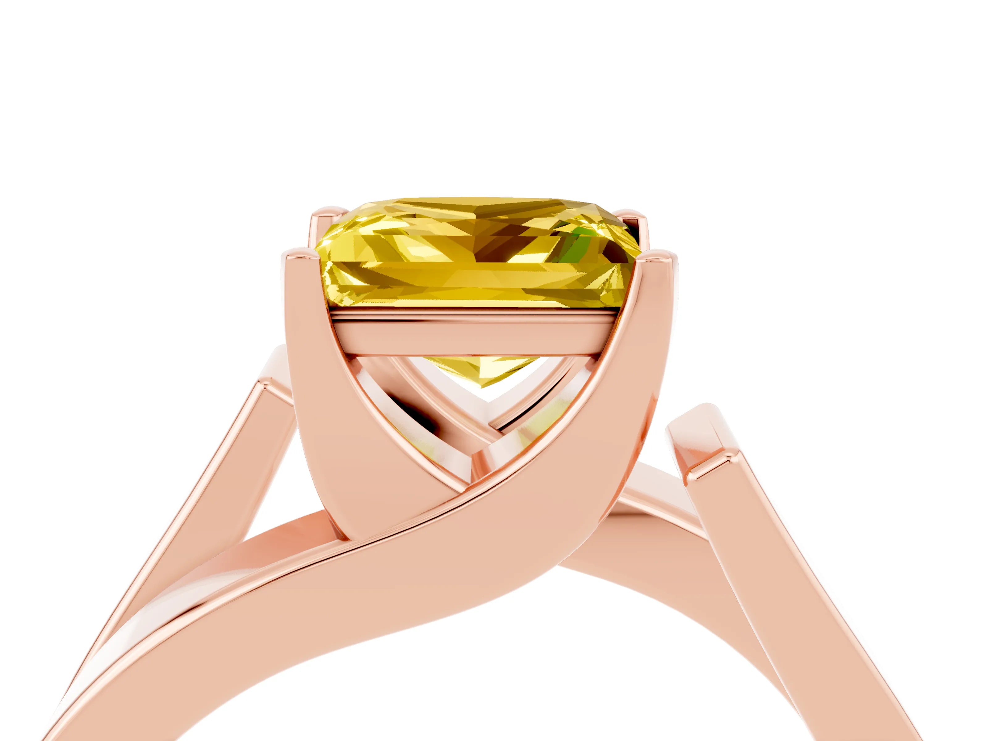 Rose gold Modern Tension Set Princess Cut Yellow Sapphire Solitaire Wide Band Ring_16