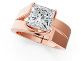 Rose gold Modern Tension Set Princess Solitaire Wide Band Ring_125