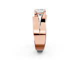 Rose gold Modern Tension Set Princess Solitaire Wide Band Ring_126