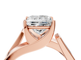Rose gold Modern Tension Set Princess Solitaire Wide Band Ring_128