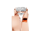 Rose gold Modern Tension Set Princess Solitaire Wide Band Ring_129