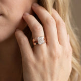 Rose gold Modern Tension Set Radiant Cut Diamond Solitaire Wide Band Ring_14
