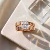 Rose gold Modern Tension Set Radiant Cut Diamond Solitaire Wide Band Ring_15