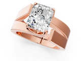 Rose gold Modern Tension Set Radiant Solitaire Wide Band Ring_164
