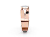 Rose gold Modern Tension Set Radiant Solitaire Wide Band Ring_165