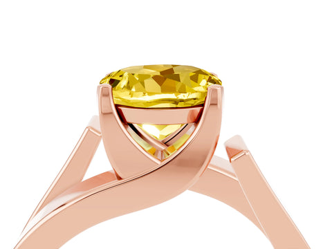 Rose gold Modern Tension Set Round Cut Yellow Sapphire Solitaire Wide Band Ring_16