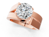 Rose gold Modern Tension Set Round Solitaire Wide Band Ring_151