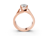 Rose gold Modern Tension Set Round Solitaire Wide Band Ring_153