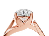 Rose gold Modern Tension Set Round Solitaire Wide Band Ring_154