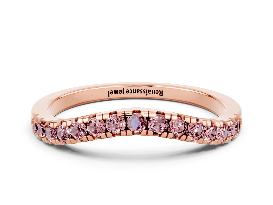 Rose gold Morganite Pavé Curved Wedding Band_6