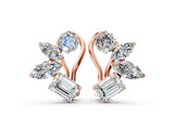 Rose gold Multi-Shape Diamond Cluster Stud Earrings_10
