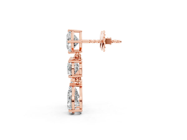 Rose gold Multi-Shape Diamond Drop Earring