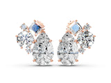 Rose gold Multi-Shape Diamond Mosaic Five Stone Stud Earrings_16