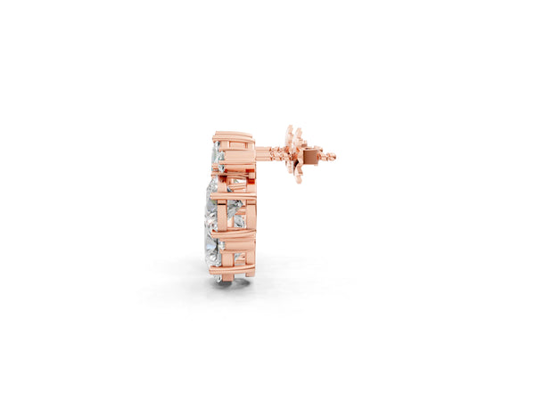 Rose gold Multi-Shape Diamond Mosaic Five Stone Stud Earrings
