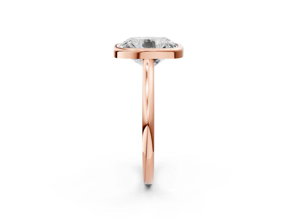 Rose gold Old Mine Elongated Cushion Diamond Bezel Set Ring