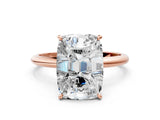 Rose gold Old Mine Elongated Cushion Diamond Classic Band Four Prong Solitaire Ring_17