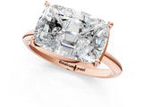 Rose gold Old Mine Elongated Cushion Diamond East-West Bezel Set Four Claw Solitaire Ring_18