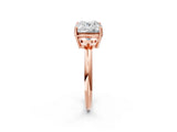 Rose gold Old Mine Elongated Cushion Diamond East-West Bezel Set Four Claw Solitaire Ring_19