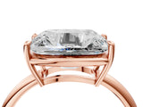 Rose gold Old Mine Elongated Cushion Diamond East-West Bezel Set Four Claw Solitaire Ring_21